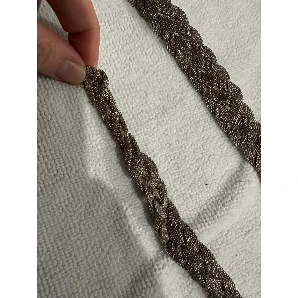 Womens Vintage Braided Chain Belt Metallic‎ Silver Adjustable Dressy Fashion